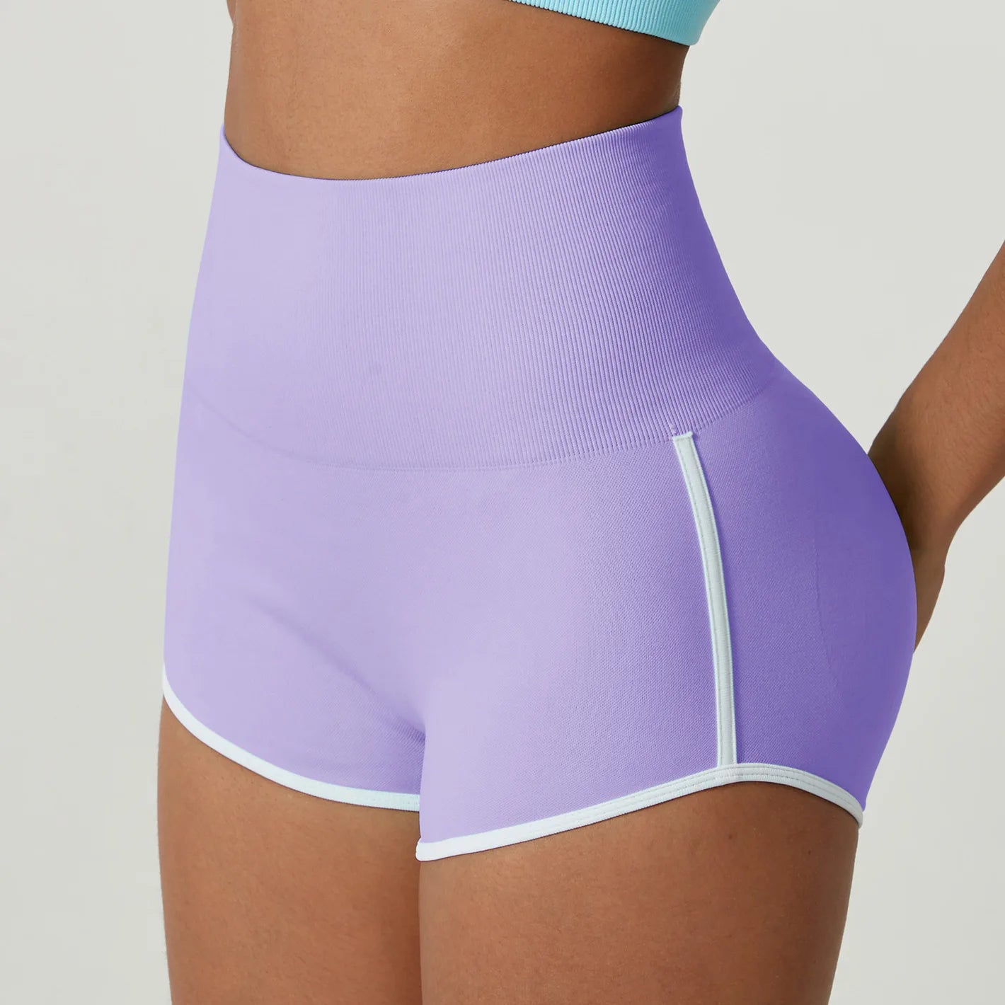 Women Gym Shorts White Edge Athletic Butt Lifting Workout Biker High Waist Yoga Pants Leggins Sports Fitness Three-Pantsy Tights
