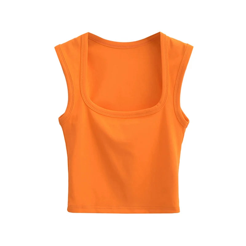 Deep Square Collar Vests 2025 Summer New Fashion Sexy Women's Crop Tops Sling Vest Camis