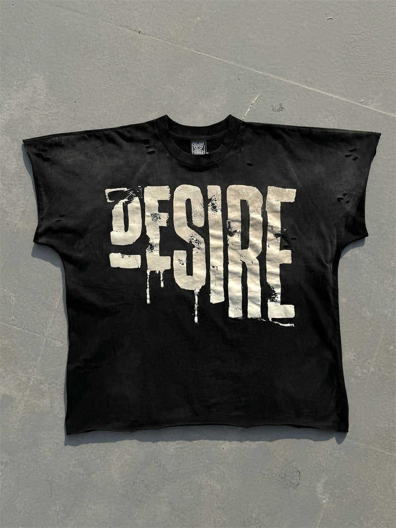 Washed Saint Punk art limited edition BOX TEE Hand Worn Vest T-Shirts Men Women High Quality T Shirt