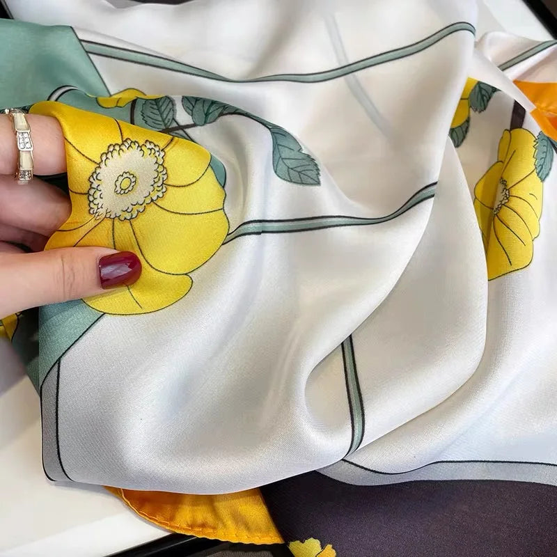 Women Silk Scarf Fashion Hair Scarf Silk Satin Neckerchief Female Hair Ties Headband Hair Ornament Female Bandana Bag Scarves
