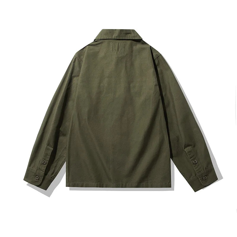 2025 Spring Men's Tiger Stripe Camo Camouflage Cargo Shirt Fashion Work Engineer Long Sleeved Shirt Jacket With Double Pockets