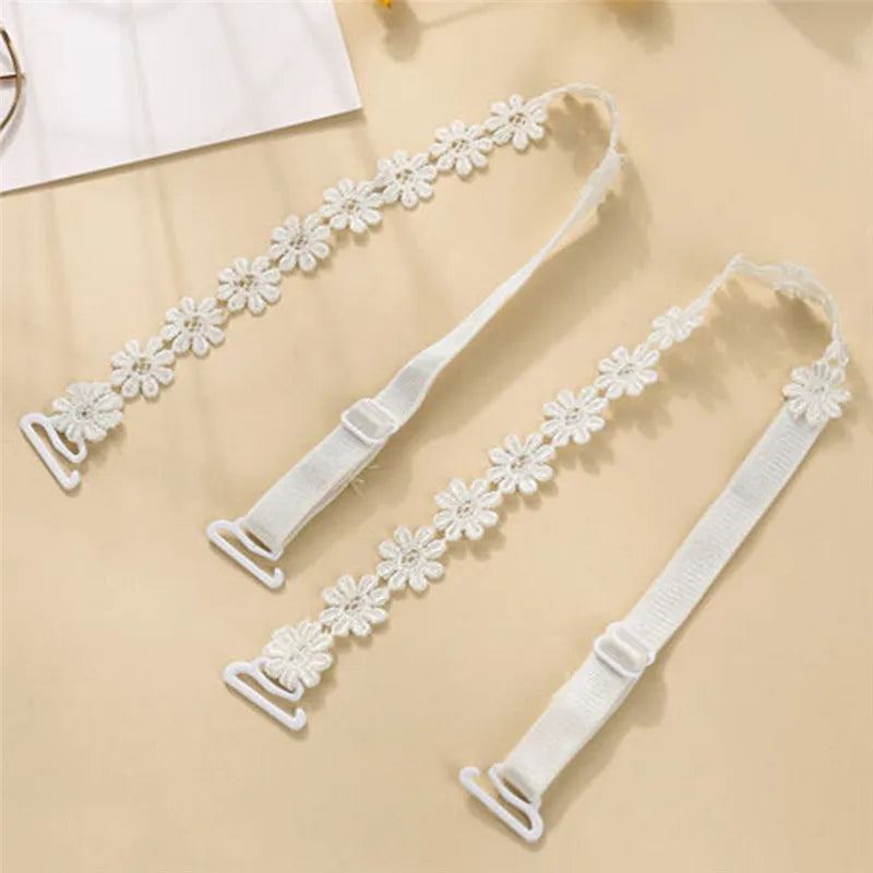 Women Elastic Bra Strap Bra Accessories Floral Lace Bra Strap Anti-slip Adjustable Belts Shoulder Strap for Bridal Wedding Party