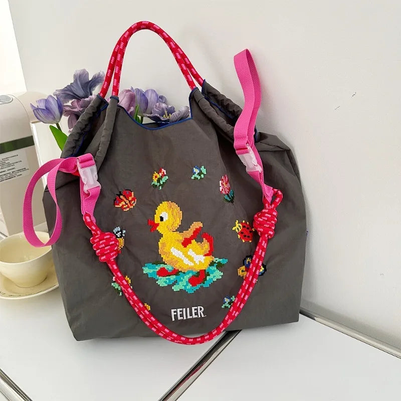 FEILER Oxford Cloth Large Draw String Hand Bag Capacity Portable Shoulder Bags Foldable Bag Embroidery Luxury Designer Bags