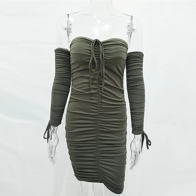 Articat – robe à bandes pour femmes, Sexy, épaules dénudées, manches longues, Slim, élastique, moulante, robes de soirée, automne hiver, 2022