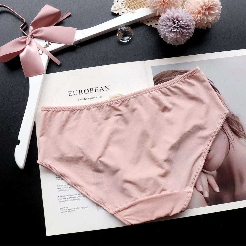 SP&CITY Flower Embroidery Ice Silk Bow Sexy Women's Underwear Low Waist Traceless Breathable Summer Thin Panties Seamless Briefs