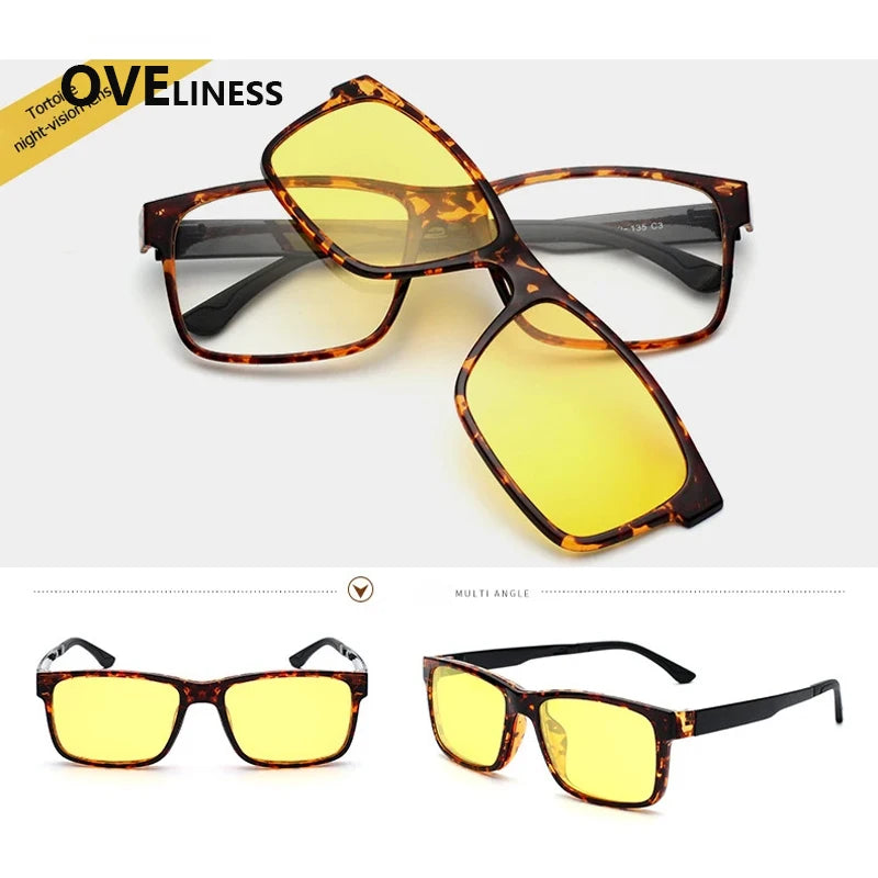 Lunettes marque designer polarisé aimant pince lunettes cadre hommes femmes myopie lunettes de Prescription optique lunettes de soleil lunettes