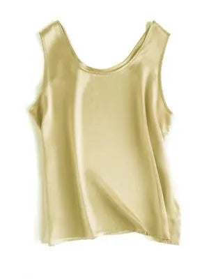 SuyaDream. Débardeur basique confortable pour femmes, 100% soie véritable, t-shirt Chic sans manches à col rond, gilets d'été solides 2025, blanc, rose, Beige