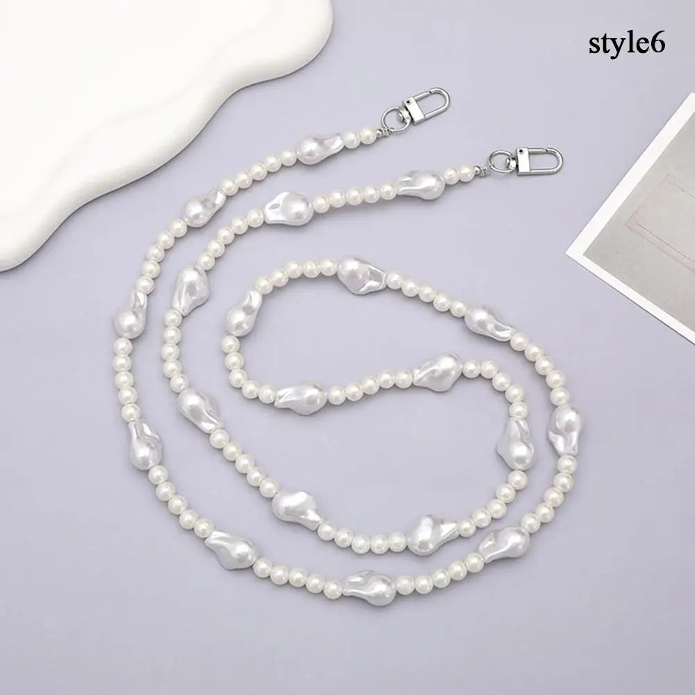 120cm Bag Chain for Handbag Handles Butterfly Beaded Phone Lanyard  DIY Purse Replacement for Shoulder Bag Straps Pearl Belt