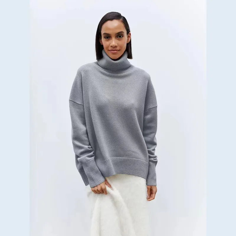 Oversized Women Cashmere Turtleneck Sweater Basics Knitted Jumpers Top Autumn Winter Warm Female Pullvers Sweater