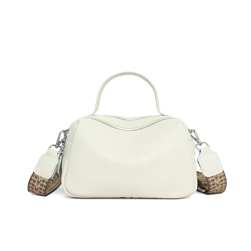 Luxury Soft Genuine Leather Handbag Fashion Women Shoulder Messenger Bag Solid Color Cowhide Tote Fashion Female Crossbody Sac