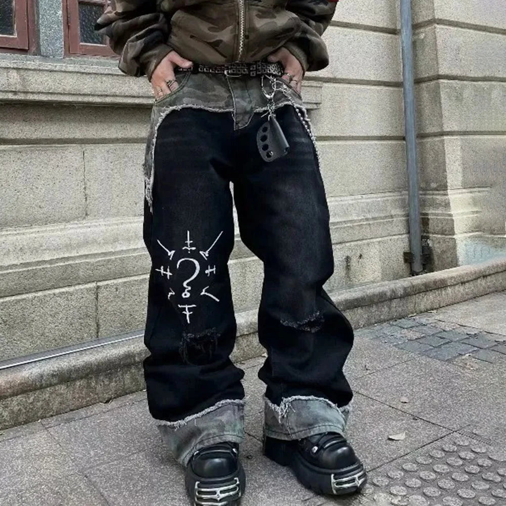 Men Niche Luxury Design Patchwork Loose Jeans 2025 Summer New Street Fashion Trend High Quality Casual Y2k Trousers Men Clothing