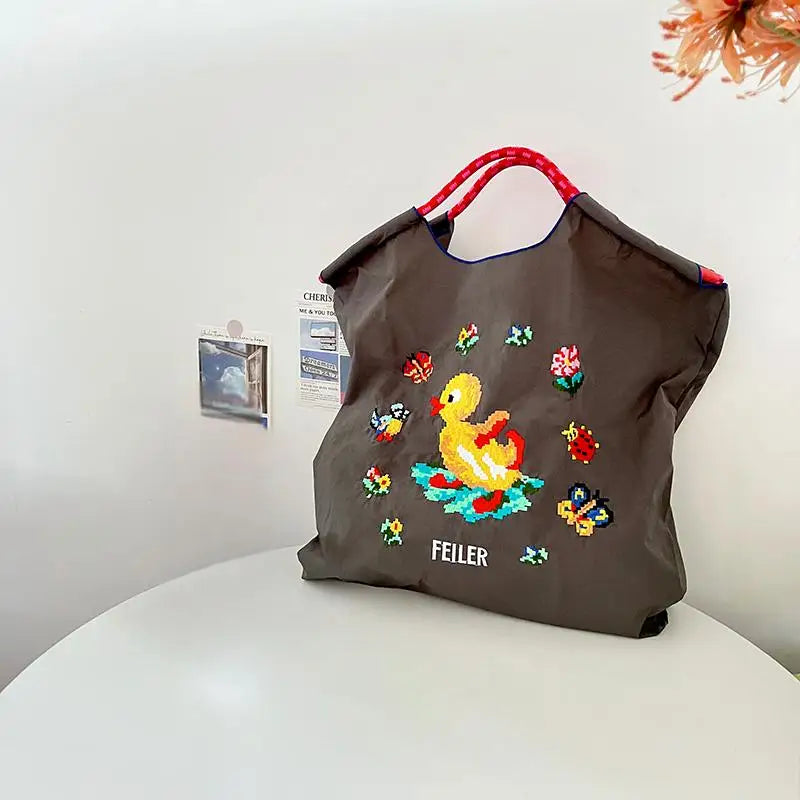 FEILER Oxford Cloth Large Draw String Hand Bag Capacity Portable Shoulder Bags Foldable Bag Embroidery Luxury Designer Bags
