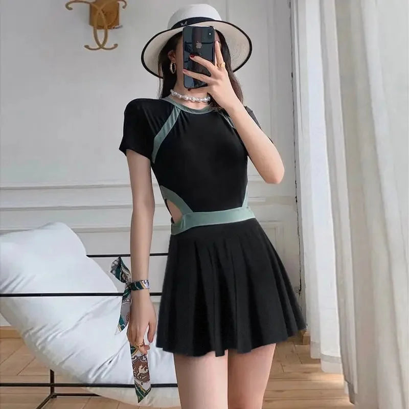 Women's Two-Piece Swimsuit Hot Sale Of The Season Summer Fashion Color Block Slimming Long Sleeve Sunscreen Holiday Swimwear Bik