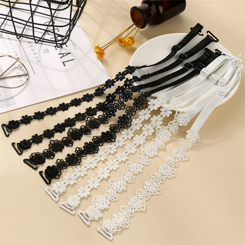 Women Elastic Bra Strap Bra Accessories Floral Lace Bra Strap Anti-slip Adjustable Belts Shoulder Strap for Bridal Wedding Party