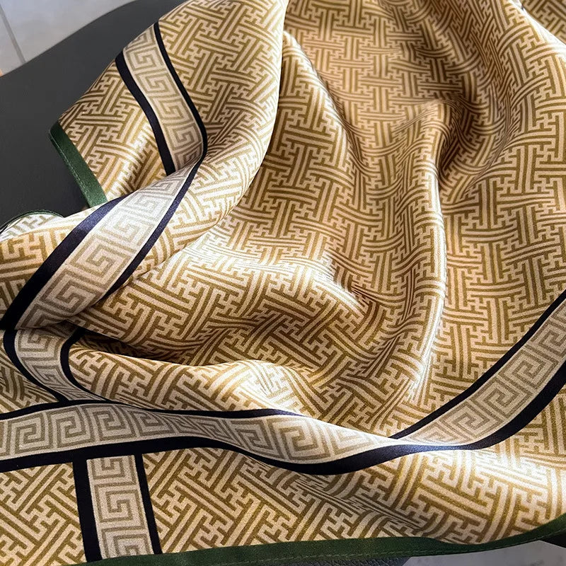 Elegant Soft Satin Square Scarf Headband Decorative Windproof Sun-Proof Versatile Fashion Accessory Neck Scarf
