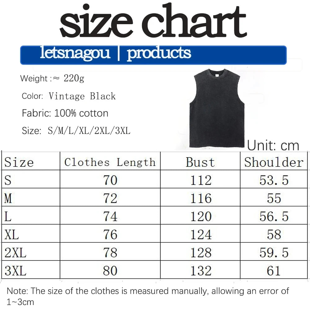 Japanese Anime Cartoon Kon Washed Vest Retro Men'S Fitness Sports Top Pure Cotton Summer Breathable Loose Y2k Sleeveless T-Shirt