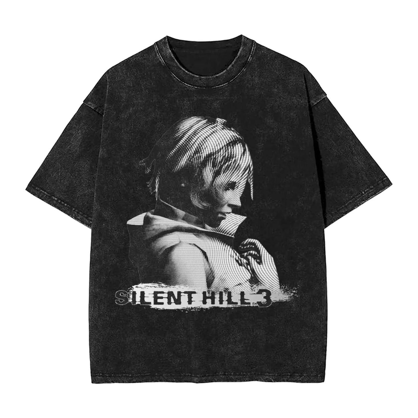 Washed T Shirts Horror Silent Hill Heavens Night Hip Hop T-Shirt Street  Streetwear Short Sleeve Printed Tops Tees Men Women