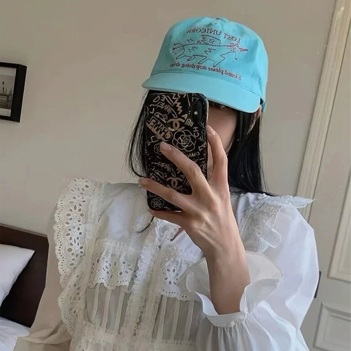 New Unisex Niche Unicorn Letters Embroidery Baseball Hats Flat Eave Sunshade Korean Peaked Caps Versatile Fashion Personal ins