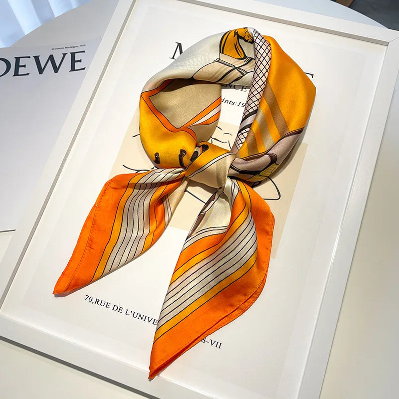 Women Silk Scarf Fashion Hair Scarf Silk Satin Neckerchief Female Hair Ties Headband Hair Ornament Female Bandana Bag Scarves