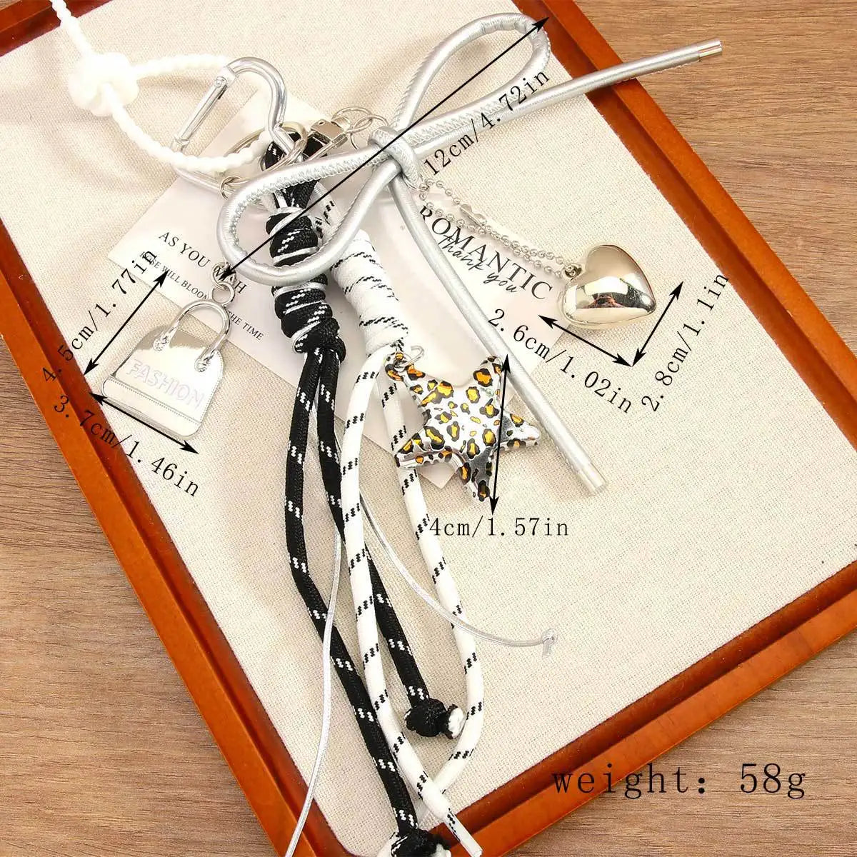 New Leopard Print Five-pointed Star Pendant Mini Bag Love Bow Braided Rope Bag Pendant Keychain High Sense Bag Accessories