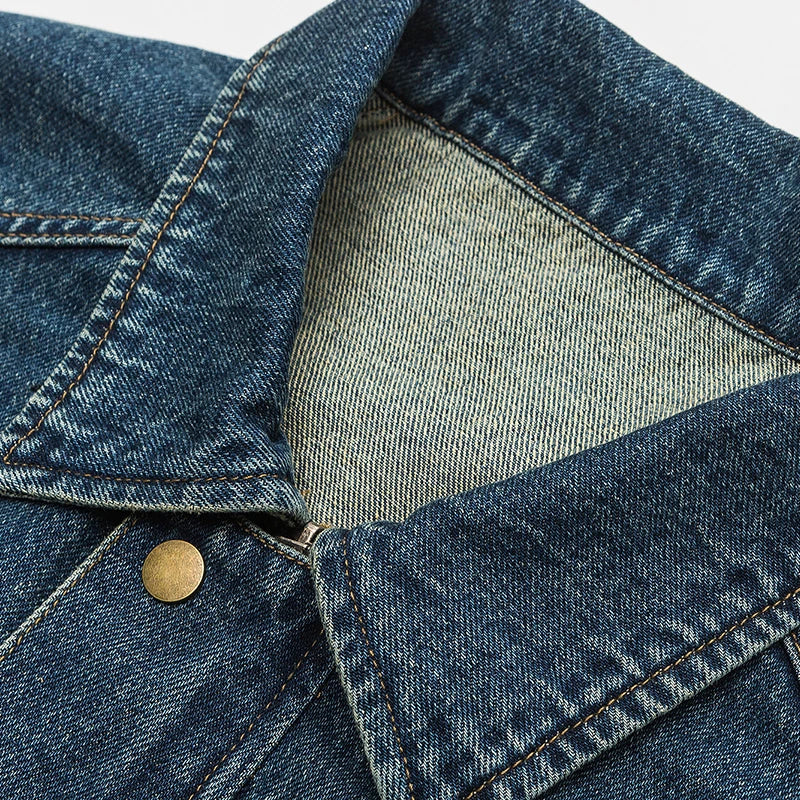2023 Autumn Men's Denim Jacket Vintage Large Pocket Elastic Cuffs Baggy Coat Oversized Japanese Casual Streetwear 4XL 5XL