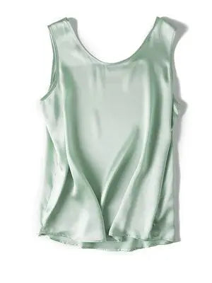 SuyaDream. Débardeur basique confortable pour femmes, 100% soie véritable, t-shirt Chic sans manches à col rond, gilets d'été solides 2025, blanc, rose, Beige