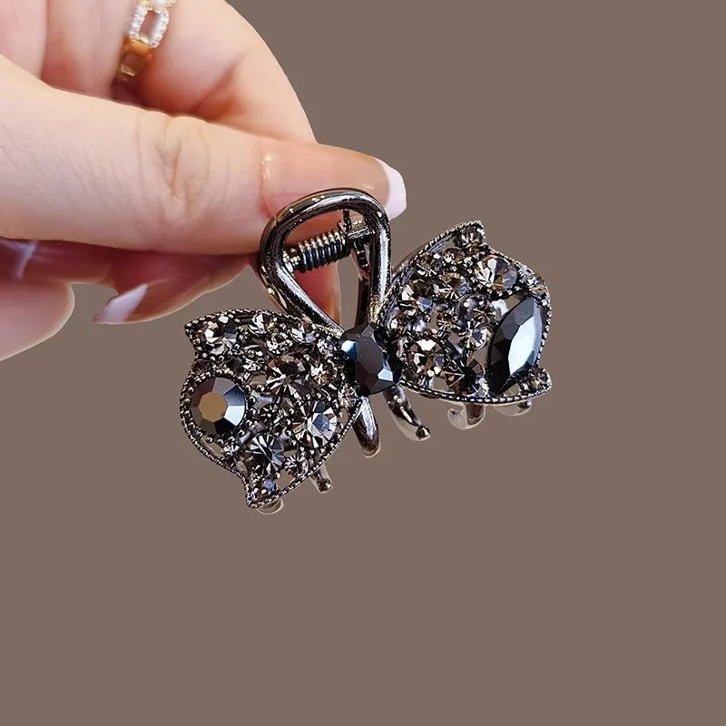 Exquisite Hollow Bow Hairpin New Rhinestone Small Grabber Girl Cute Bangs Clip Side Clip Sweet Hair Slide