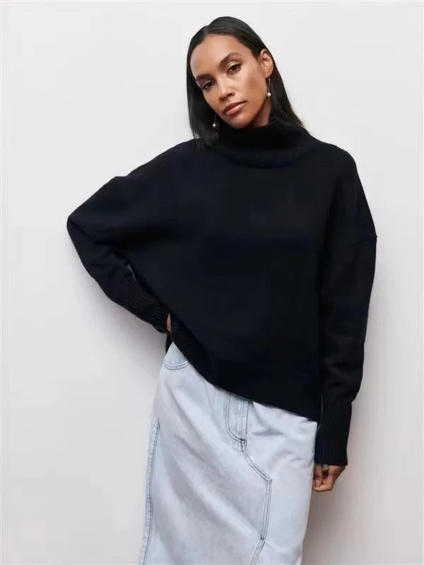 Oversized Women Cashmere Turtleneck Sweater Basics Knitted Jumpers Top Autumn Winter Warm Female Pullvers Sweater