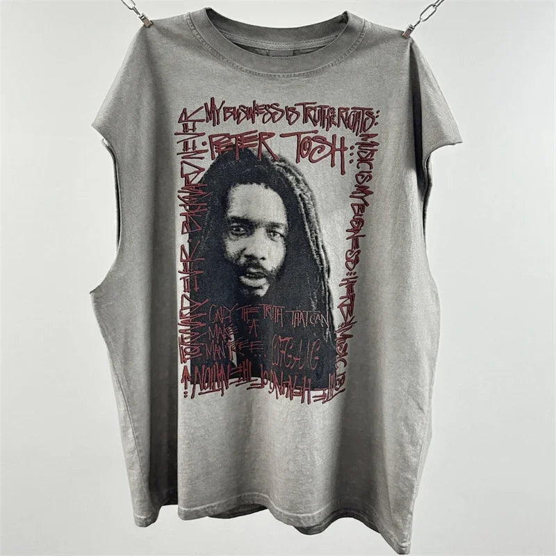 Washed Saint BORN AGAIG Hand Worn Vest T-Shirts Men Women Best Quality Loose Oversized T Shirt Tee