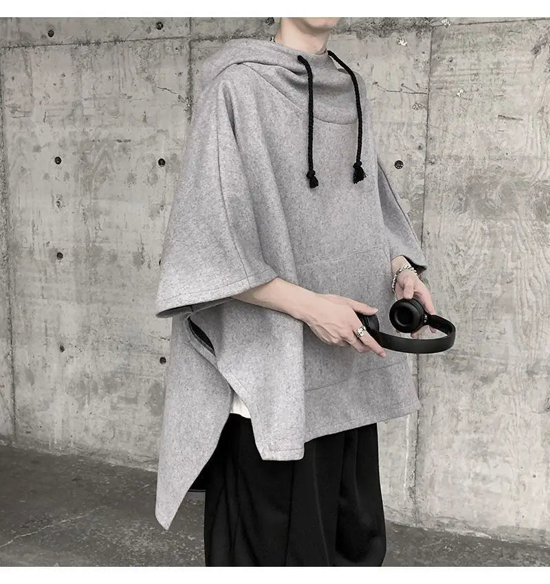 Fashion Irregular Batwing Sleeve Hoodies Sweatshirts Men Clothing 2025 Spring Summer Loose Casual Tops Asymmetrical Sweatshirts