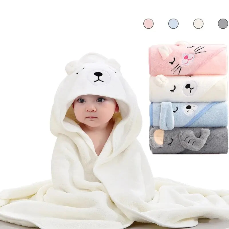 Serviette de bain pour tout-petits, peignoir pour bébé, couvertures pour garçons et filles, emmailloter avec capuche, lieux de dessin animé, sourire, literie pour enfants nouveau-nés