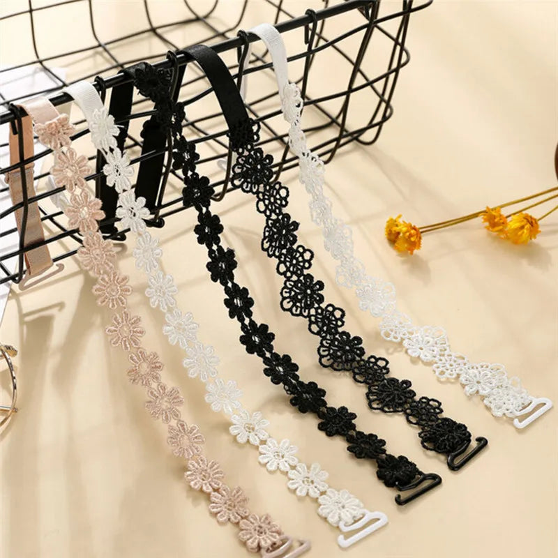 Women Elastic Bra Strap Bra Accessories Floral Lace Bra Strap Anti-slip Adjustable Belts Shoulder Strap for Bridal Wedding Party