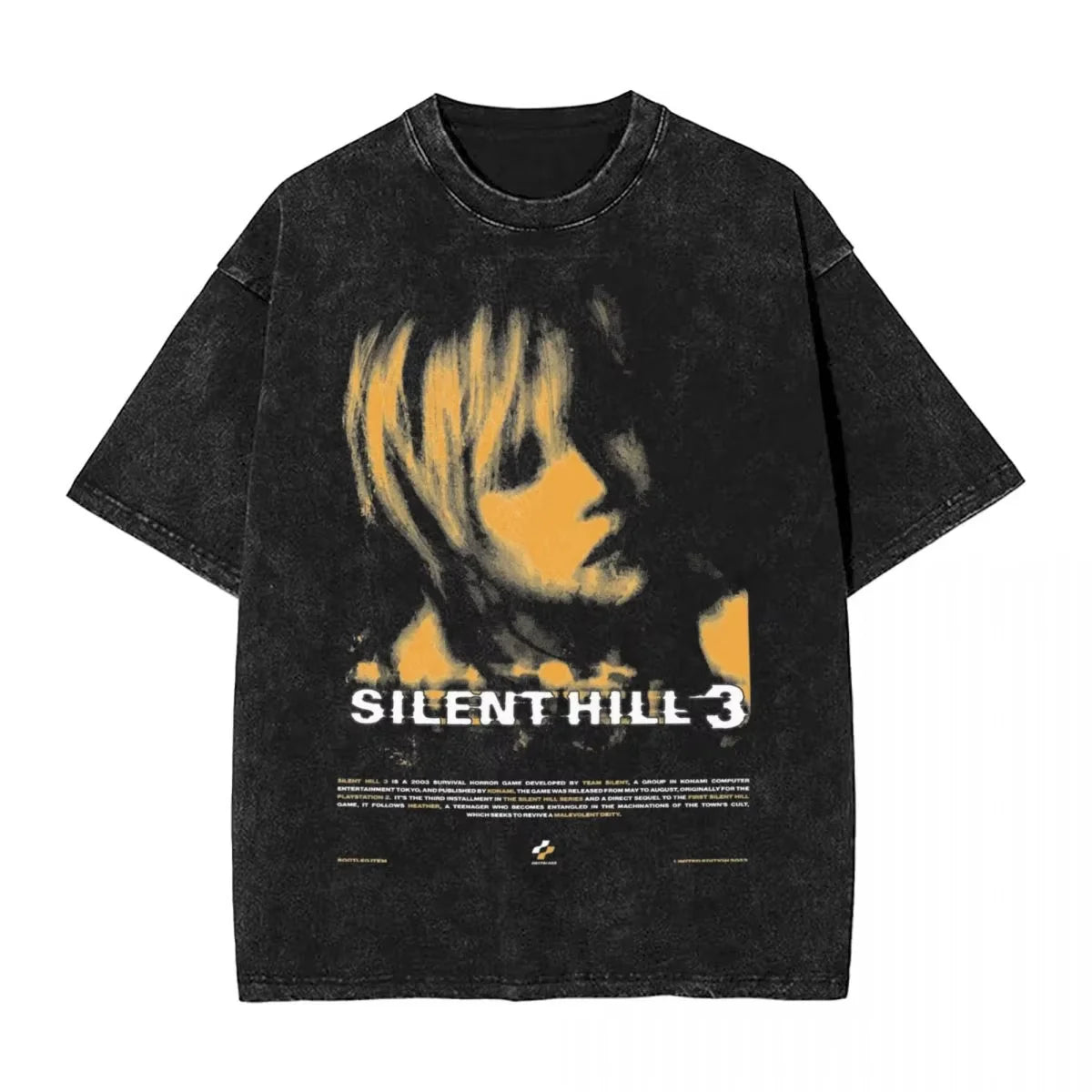 Washed T Shirts Horror Silent Hill Heavens Night Hip Hop T-Shirt Street  Streetwear Short Sleeve Printed Tops Tees Men Women