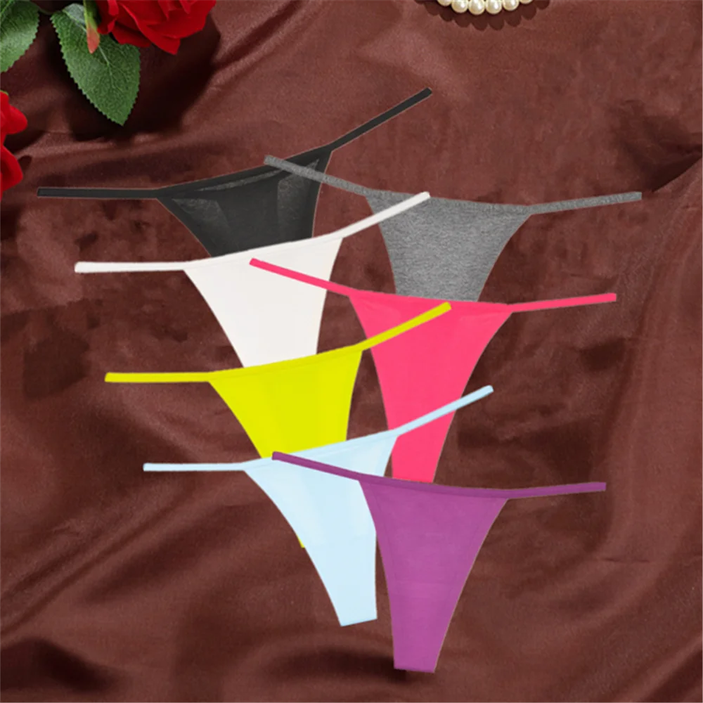 2pcs Women's Thong Sexy Lingerie Cotton Seamless Invisible Underwear Mid-rise T-back Panties Single Chip Breathable and Soft