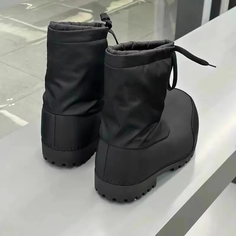 Brand Big Head Ugly Snow Boots Winter Waterproof Non-slip Drawstring Thick Bottom Warm Heightening Short Boots Women's Ski Boots