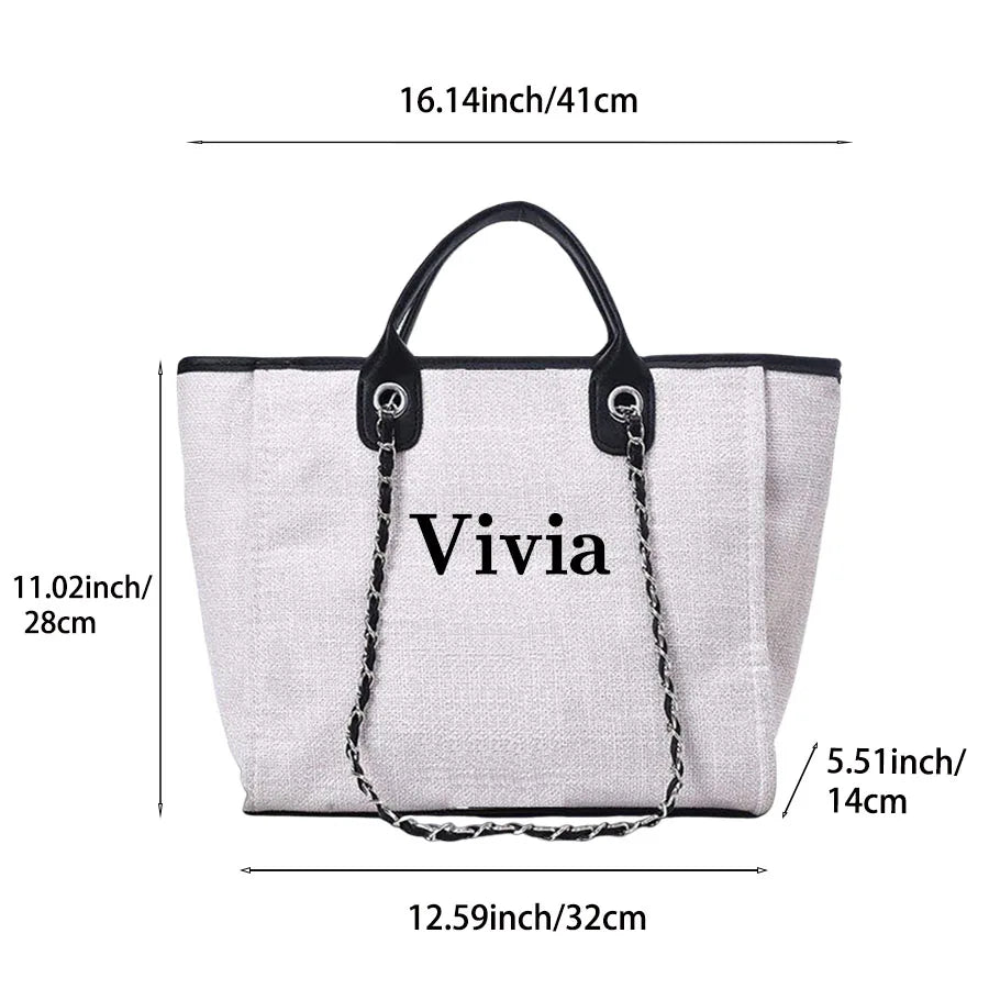 Personalized Teacher Tote Bag Custom Name Gift for Women School Classroom Appreciation Present Teacher Day Gift Fashion Handbag