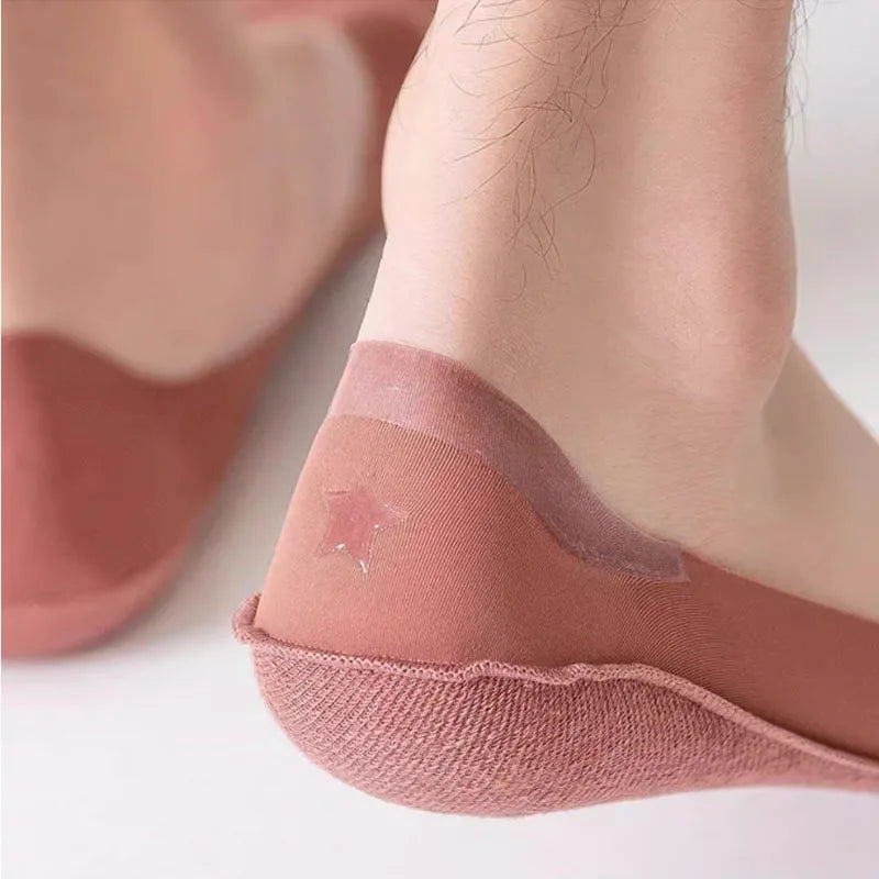 5/7 Pairs Men's Socks Cotton Breathable Summer Ultra-thin No Show Ice Silk Sock Silicone Non-slip Bottom Absorb Sweat Boat Sock
