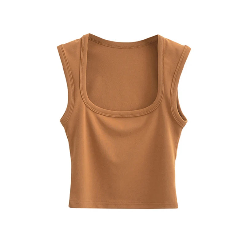 Deep Square Collar Vests 2024 Summer New Fashion Sexy Women's Crop Tops Sling Vest Camis