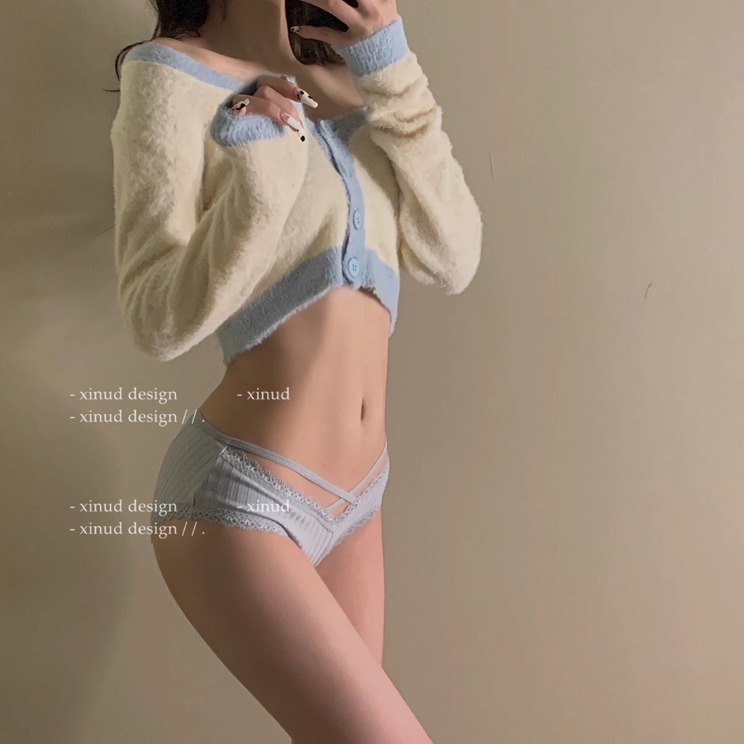 Women's Underwear Sweet Cross Bandage Sexy Underwear Close Fitting Underwear Striped Solid Color Low Waist Women's Underwear