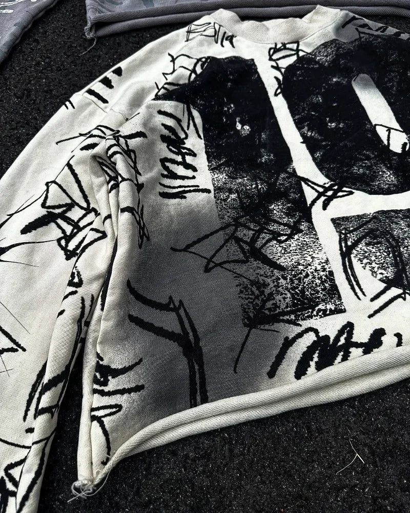 Y2K Men T Shirt vintage Print Graphic Gothic Long Sleeves Harajuku Oversized T Shirt Fashion Hip Hop Punk Casual Streetwear Tops