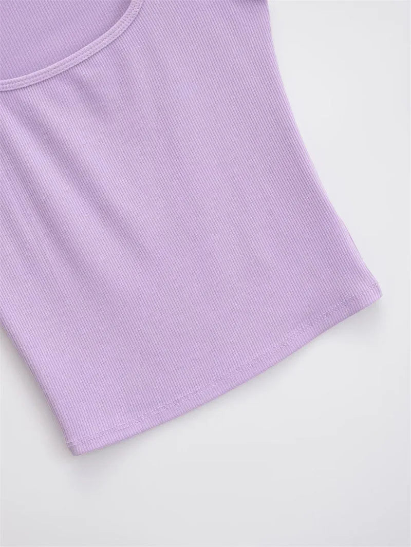 Women's U-neck Thin Belt Knit Vest 2025 Summer Fashion Sexy Crop Top Sling Camisole Trendy Outerwear