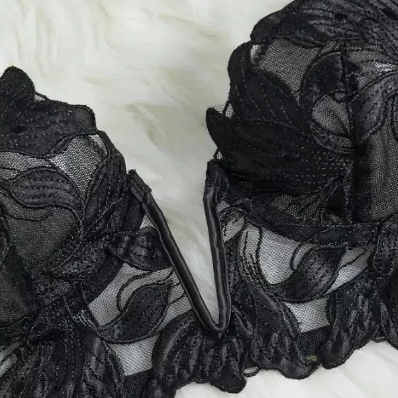 Fairy Lingerie Floral Valentine Charming Brief Panty Underwear Sexy Nighty Fancy V Underwear Brief Set for Lady  See Through Bra