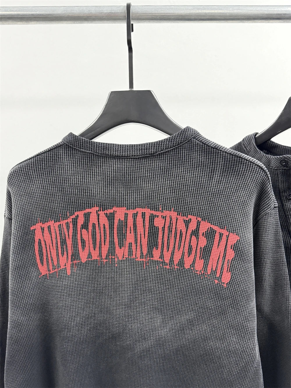 Saint Waffle Texture Fabric Saint Long Sleeved T Shirt Men Women High Quality Pure cotton T-shirt Top Tees