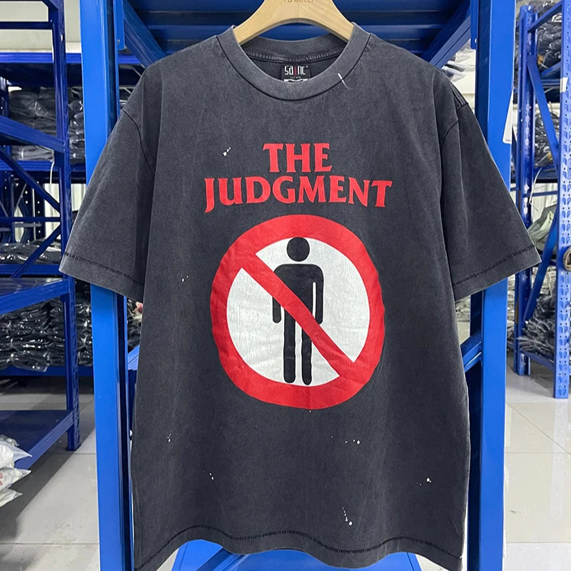 Saint High Quality Casual Loose Smiling Print Men T Shirt