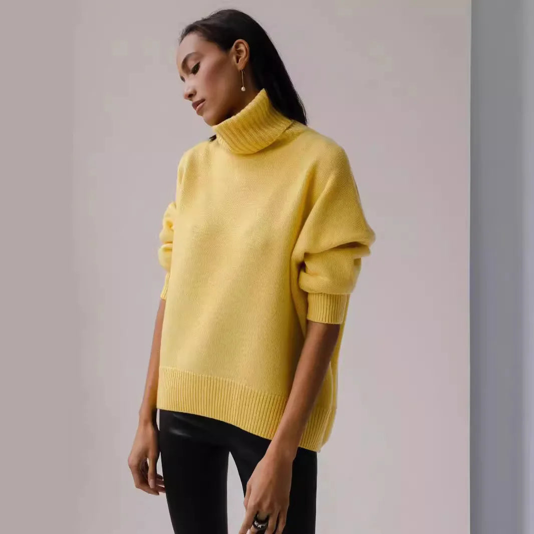 Oversized Women Cashmere Turtleneck Sweater Basics Knitted Jumpers Top Autumn Winter Warm Female Pullvers Sweater
