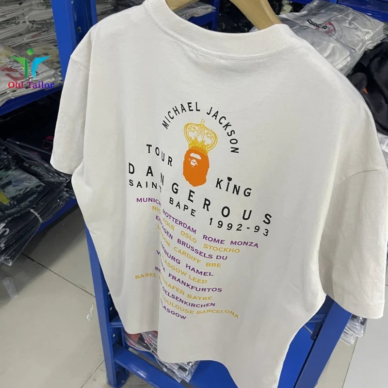 Saint 25SS Dangerous Journey Vintage Print Pattern Fashion T-shirt Short Sleeve  Summer Mens Womens Tops TEE