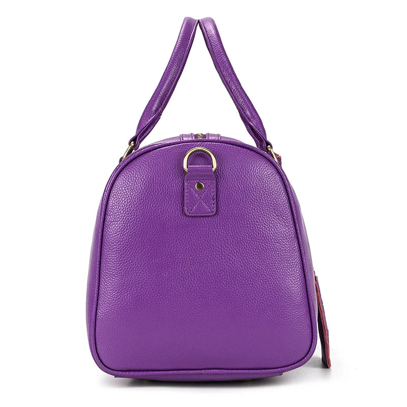 Sac de voyage en cuir véritable de grande capacité pour hommes et femmes, en cuir de vache noir souple, polochon de voyage décontracté, grand sac à bandoulière pour week-end