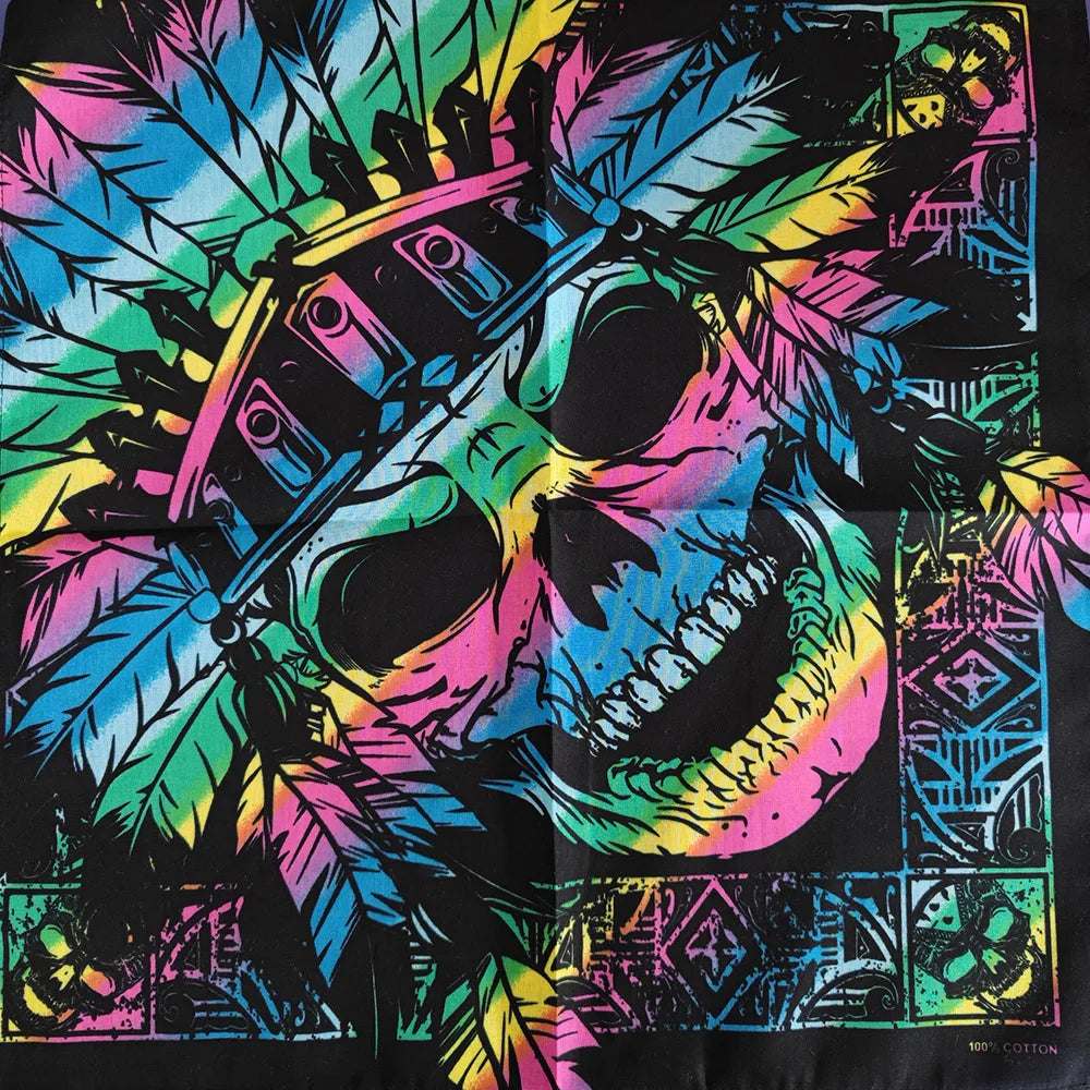Nouveau Design de mode Hip Hop 100% coton crâne Bandana carré écharpe noir Paisley vélo bandeau pour femmes/hommes/garçons/filles