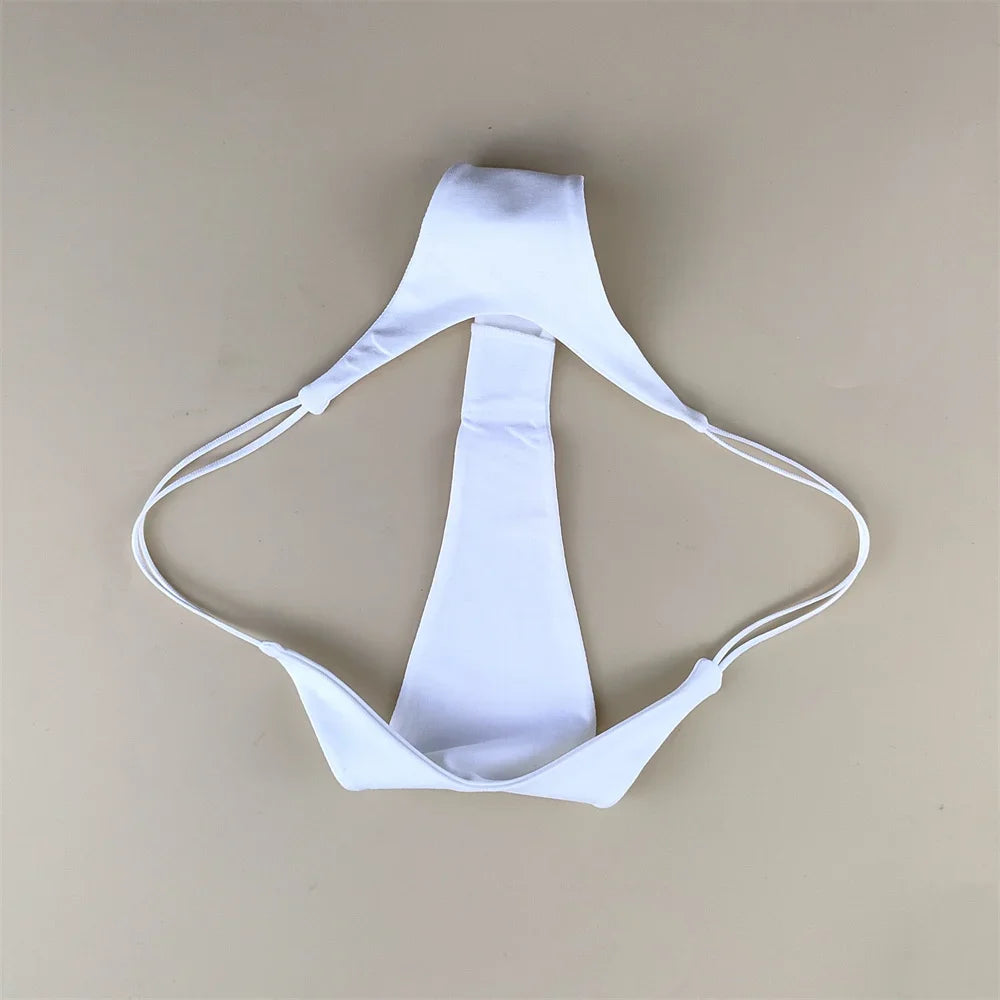2PCS/Set Strappy Plus Size Two Layers Cotton G Strings Panties for Women Low Rise Solid Color Pink Thong Tanga Underwear