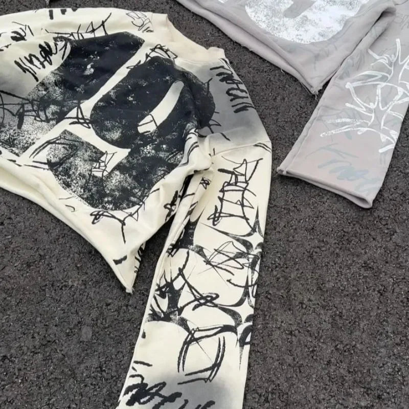 Y2K Men T Shirt vintage Print Graphic Gothic Long Sleeves Harajuku Oversized T Shirt Fashion Hip Hop Punk Casual Streetwear Tops